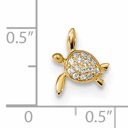 14K Childrens CZ Sea Turtle Chain Slide