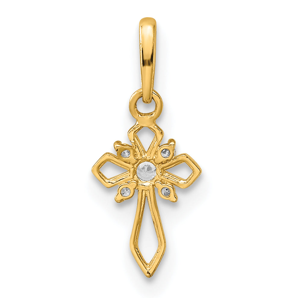 14K Childrens Fancy CZ Cross Pendant