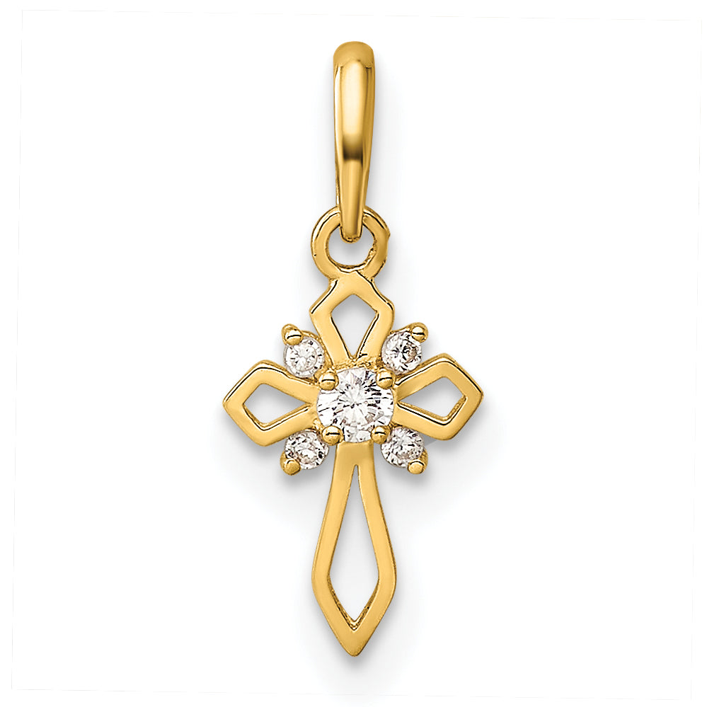 14k Childrens Fancy CZ Cross Pendant