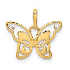 14k Polished CZ Butterfly Pendant