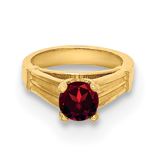 14K 3D Ring with Red CZ Charm