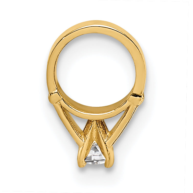 14K 3D Ring with White CZ Charm