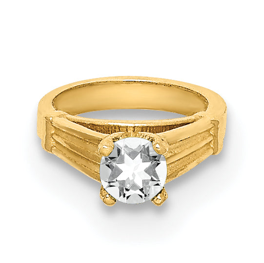 14K 3D Ring with White CZ Charm