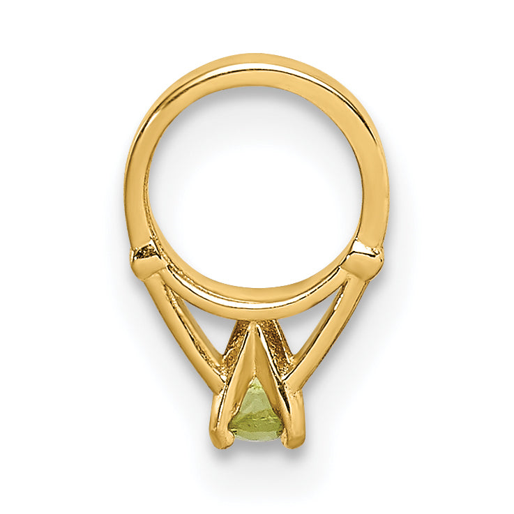 14K 3D Ring with Light Green Glass Stone Charm
