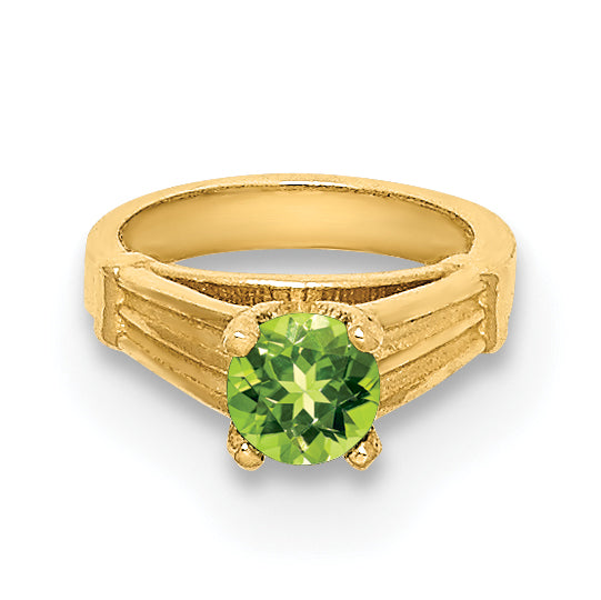 14K 3D Ring with Light Green Glass Stone Charm