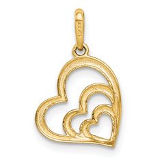 14K w/Rose and White Rhodium Polished 3 Hearts Pendant