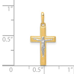 14K Two-tone Crucifix Pendant