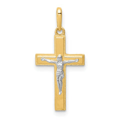 14K Two-tone Crucifix Pendant