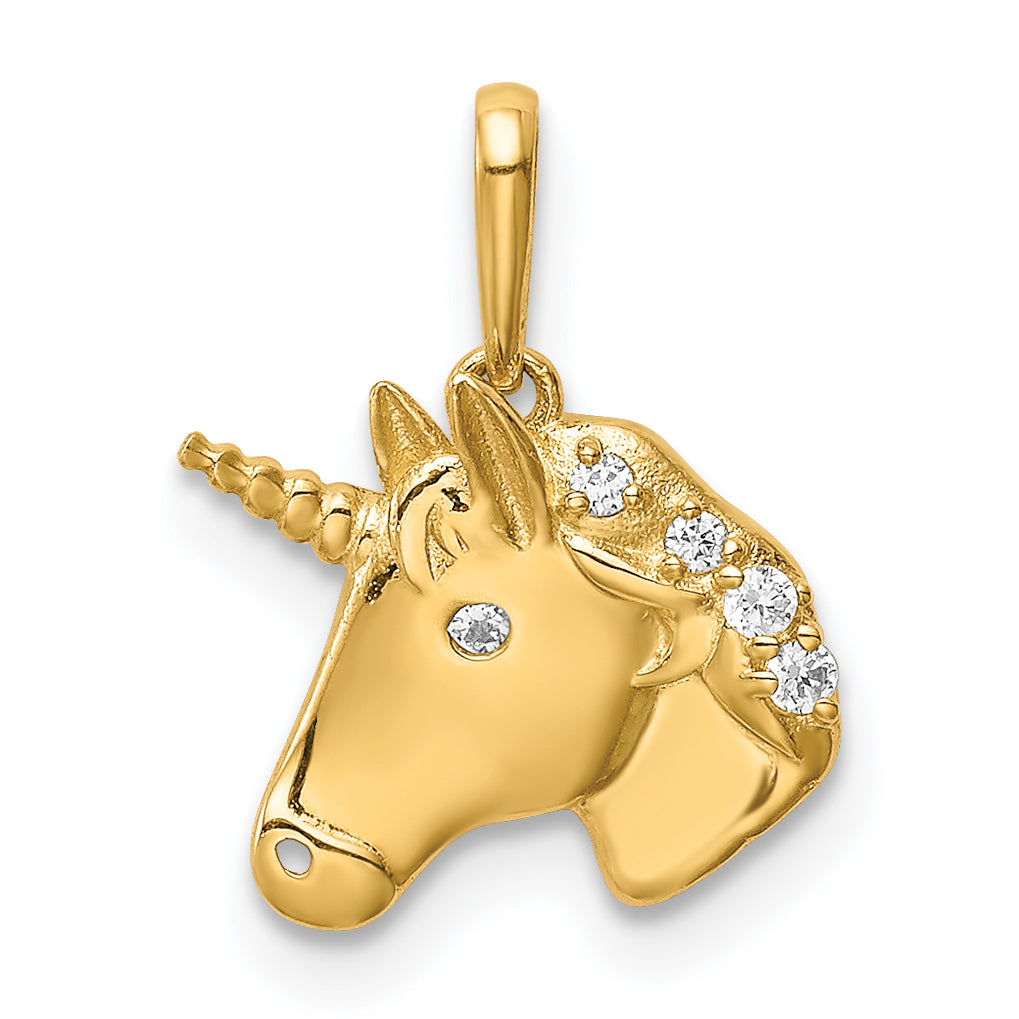 14K Unicorn CZ Pendant