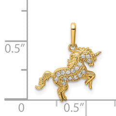 14K Rearing Unicorn CZ Pendant