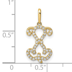 14K Polished CZ Puppy Sitting Outline Pendant