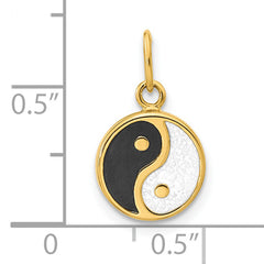 14K Polished Black/White Enamel Yin and Yang Pendant