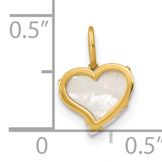 14K Polished Mother of Pearl Heart Pendant