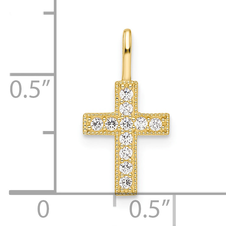 14k CZ Cross Pendant