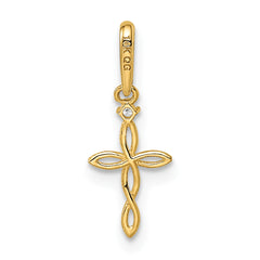 14k CZ Textured Cross Pendant