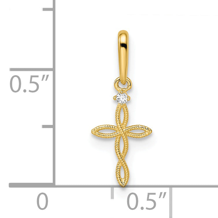 14k CZ Textured Cross Pendant