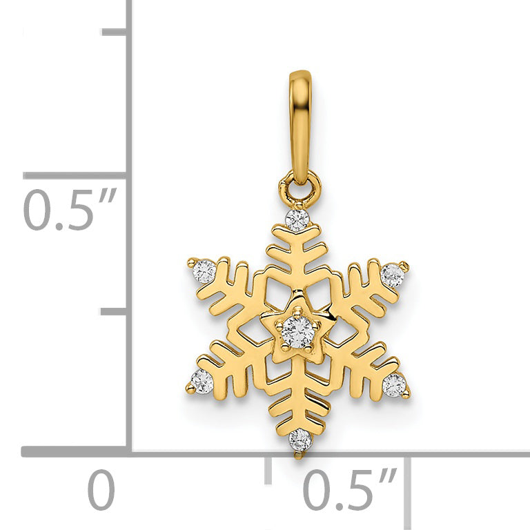 14k CZ Snowflake Pendant