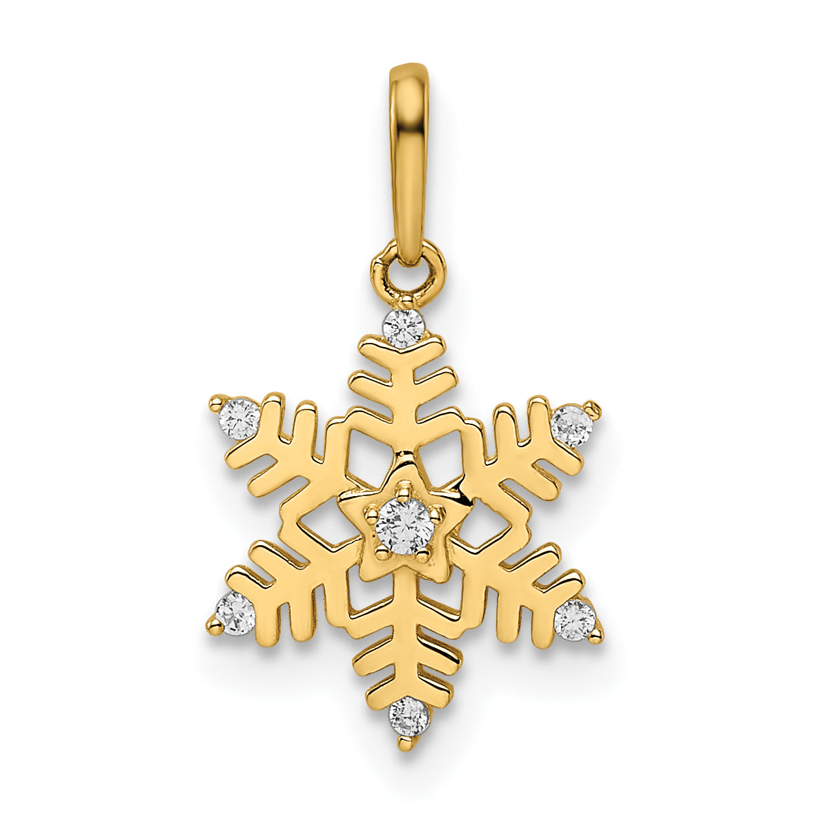 14k CZ Snowflake Pendant