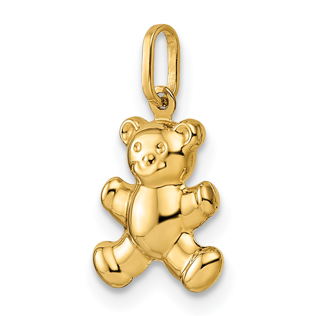 14k Polished Puffed Teddy Bear Pendant