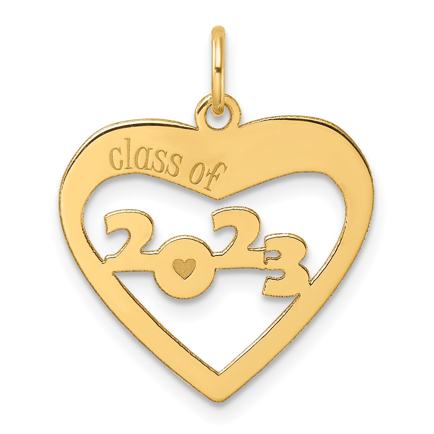 14K Polished CLASS OF 2023  Cut Out Heart Charm