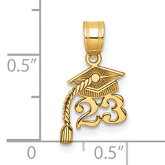 14K Graduation Cap 23 w/ Dangling Tassle Charm