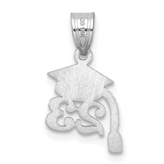 14K White Gold Graduation Cap 23 w/ Dangling Tassel Charm