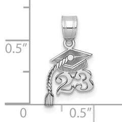 14K White Gold Graduation Cap 23 w/ Dangling Tassel Charm