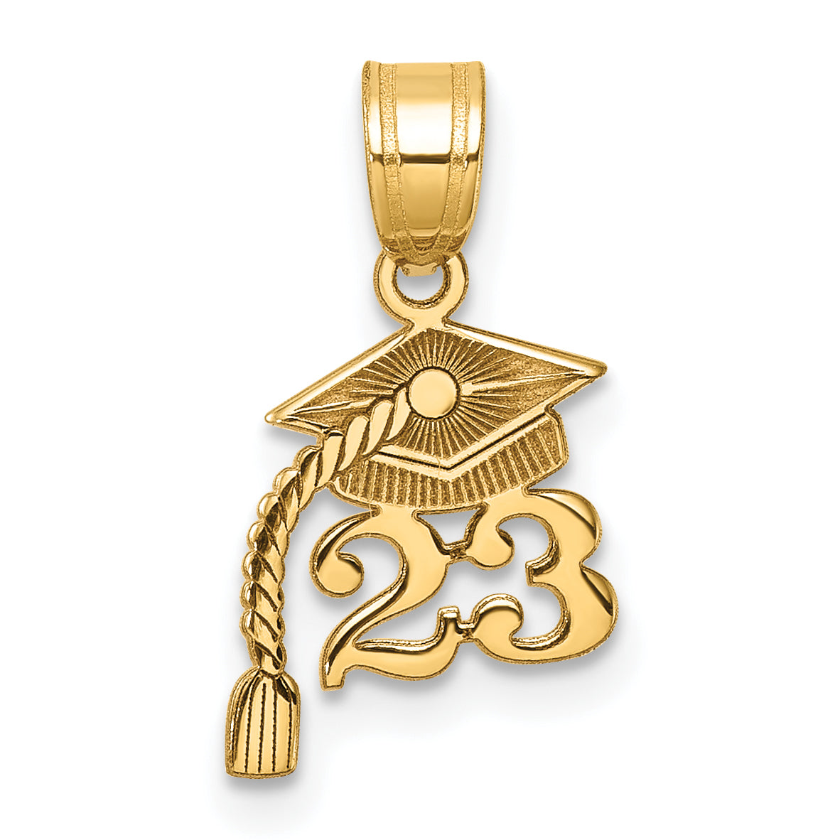 14K Graduation Cap 23 w/ Dangling Tassle Charm