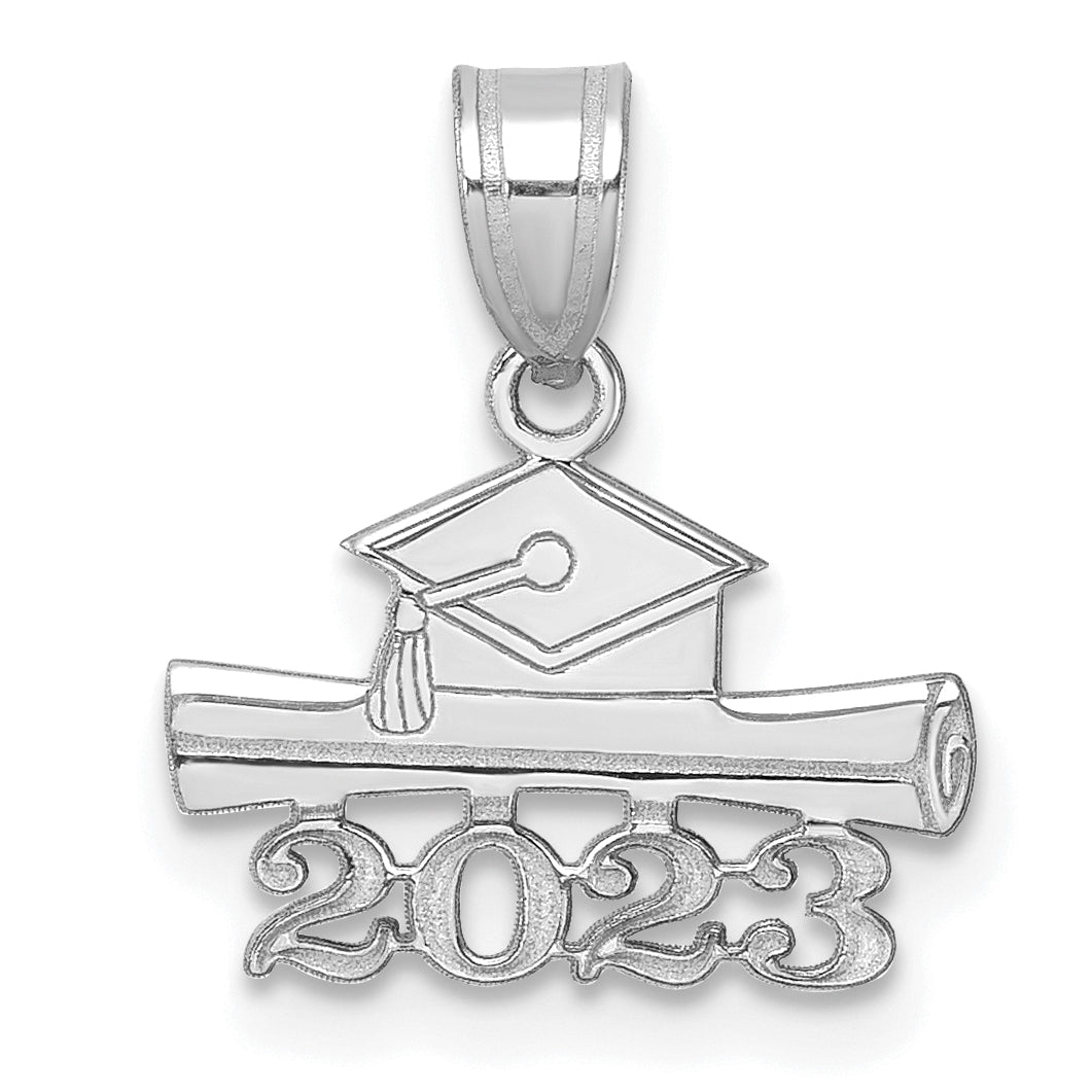 14K White Gold 2023 Graduation Cap and Diploma Charm