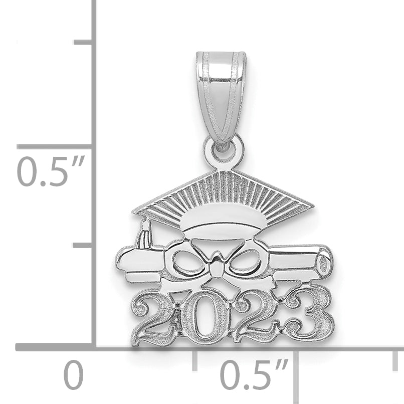 14K White Gold Graduation Cap and Diploma 2023 Charm