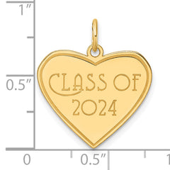 14k Polished Class of 2024 Heart Charm