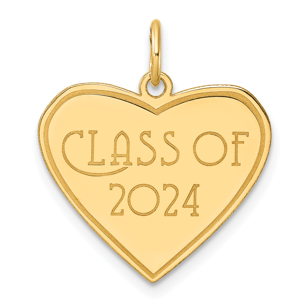 14k Polished Class of 2024 Heart Charm