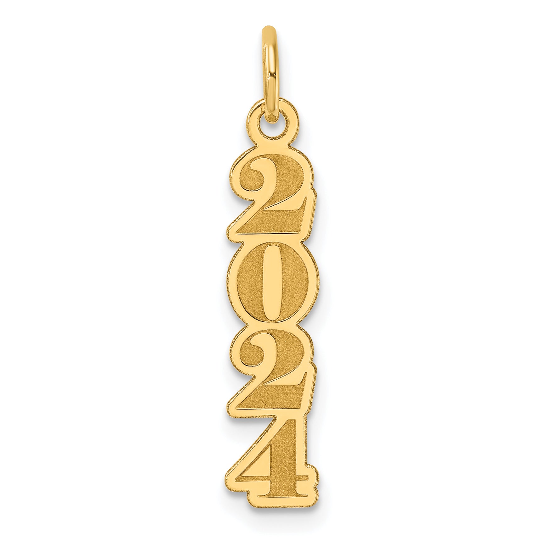 14K Polished and Satin Vertical 2024 Charm