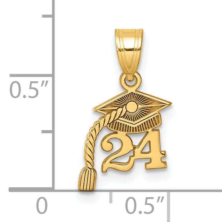 14K Graduation Cap 24 w/ Dangling Tassle Charm