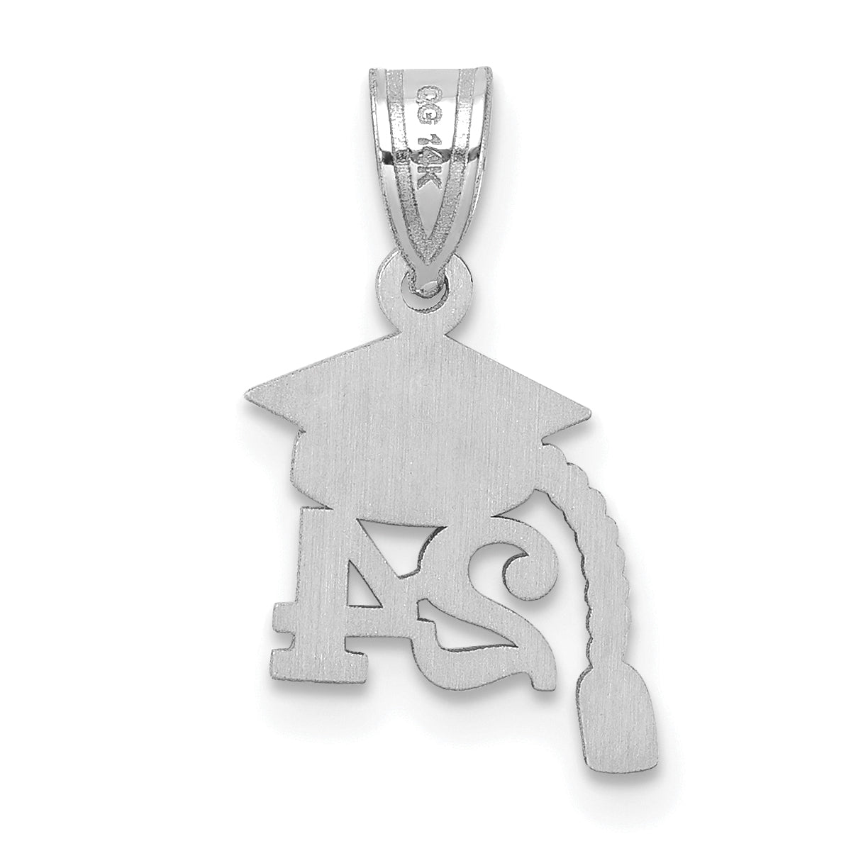 14K White Gold Graduation Cap 24 w/ Dangling Tassel Charm