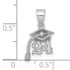 14K White Gold Graduation Cap 24 w/ Dangling Tassel Charm