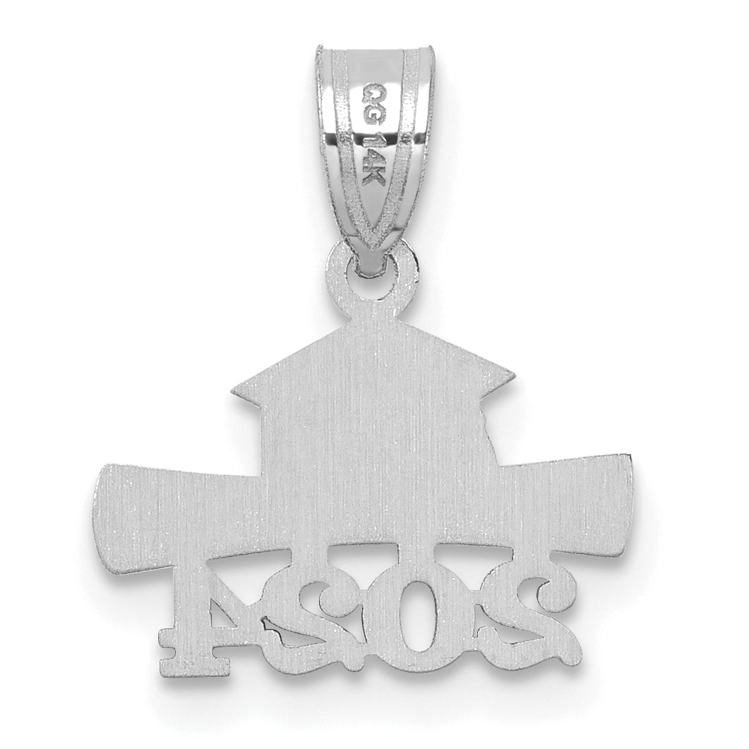 14K White Gold 2024 Graduation Cap and Diploma Charm