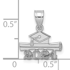 14K White Gold 2024 Graduation Cap and Diploma Charm