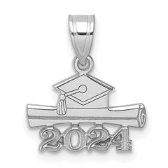 14K White Gold 2024 Graduation Cap and Diploma Charm