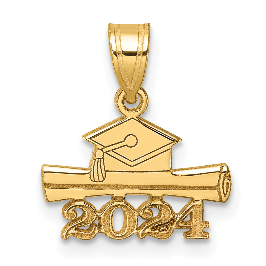 14K 2024 Graduation Cap and Diploma Charm