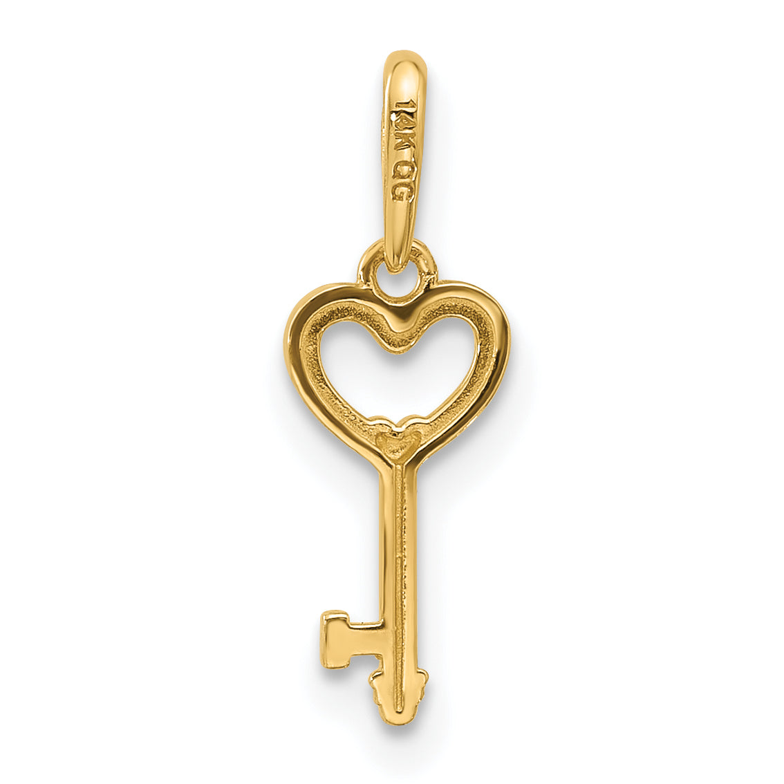 14k Polished Heart Key Pendant