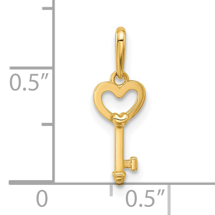 14k Polished Heart Key Pendant