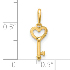 14k Polished Heart Key Pendant