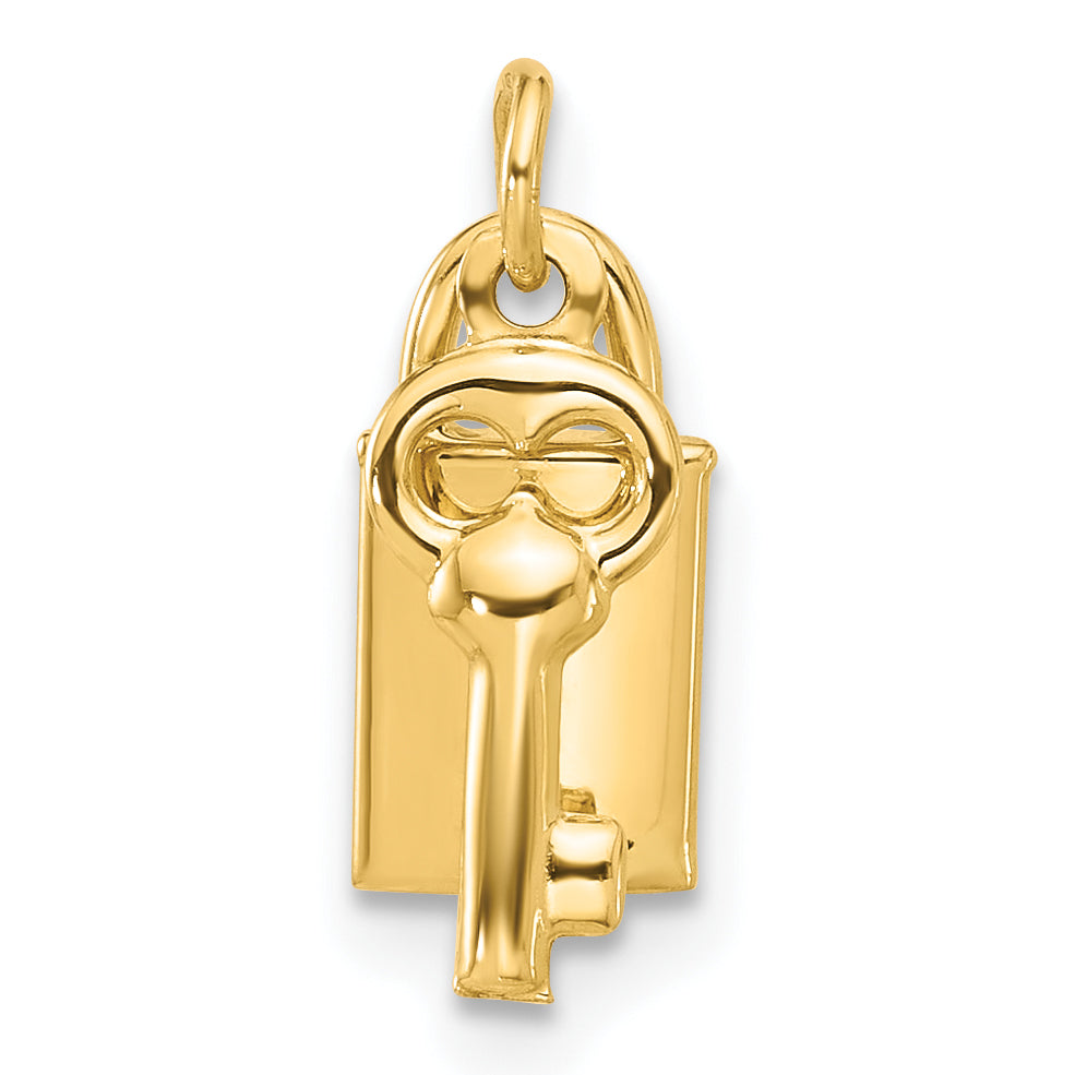 14K Polished Lock and Key Pendant