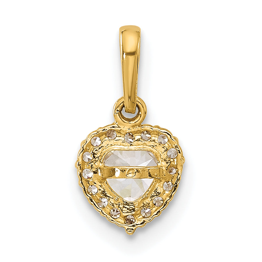 14K CZ Heart Pendant