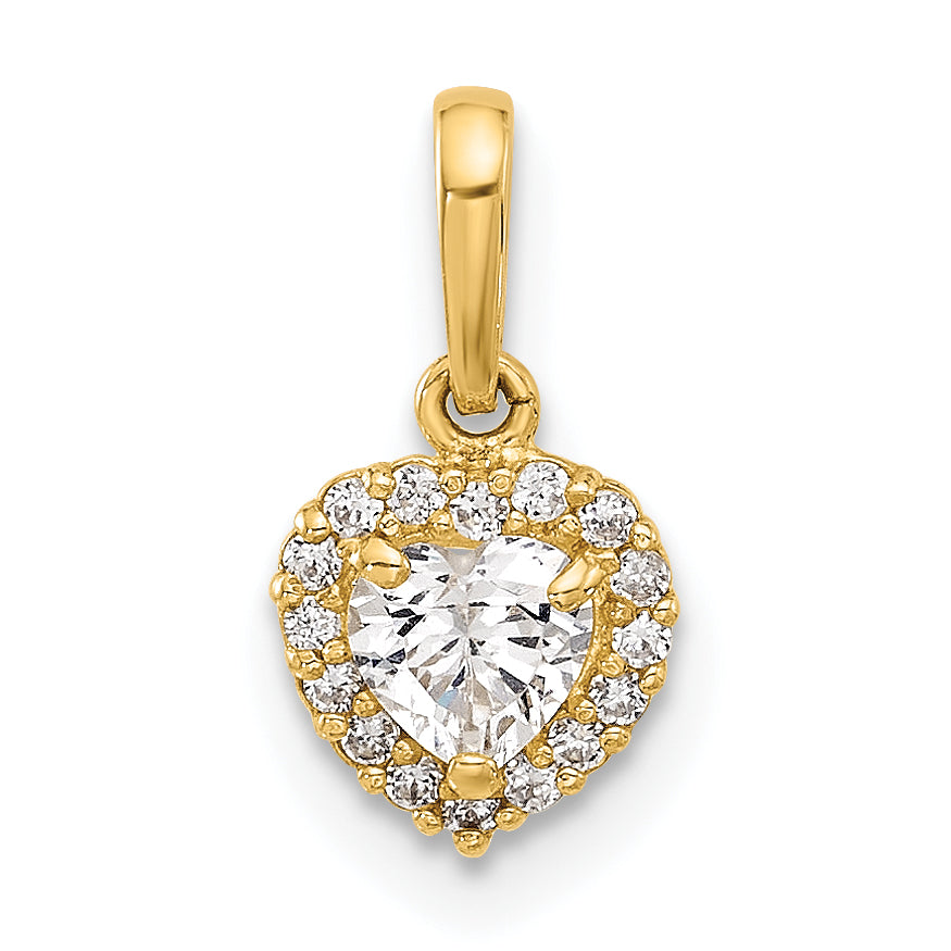 14K CZ Heart Pendant