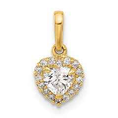 14K CZ Heart Pendant