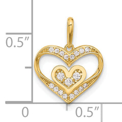 14k Polished CZ Heart Pendant