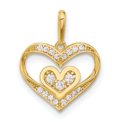 14k Polished CZ Heart Pendant