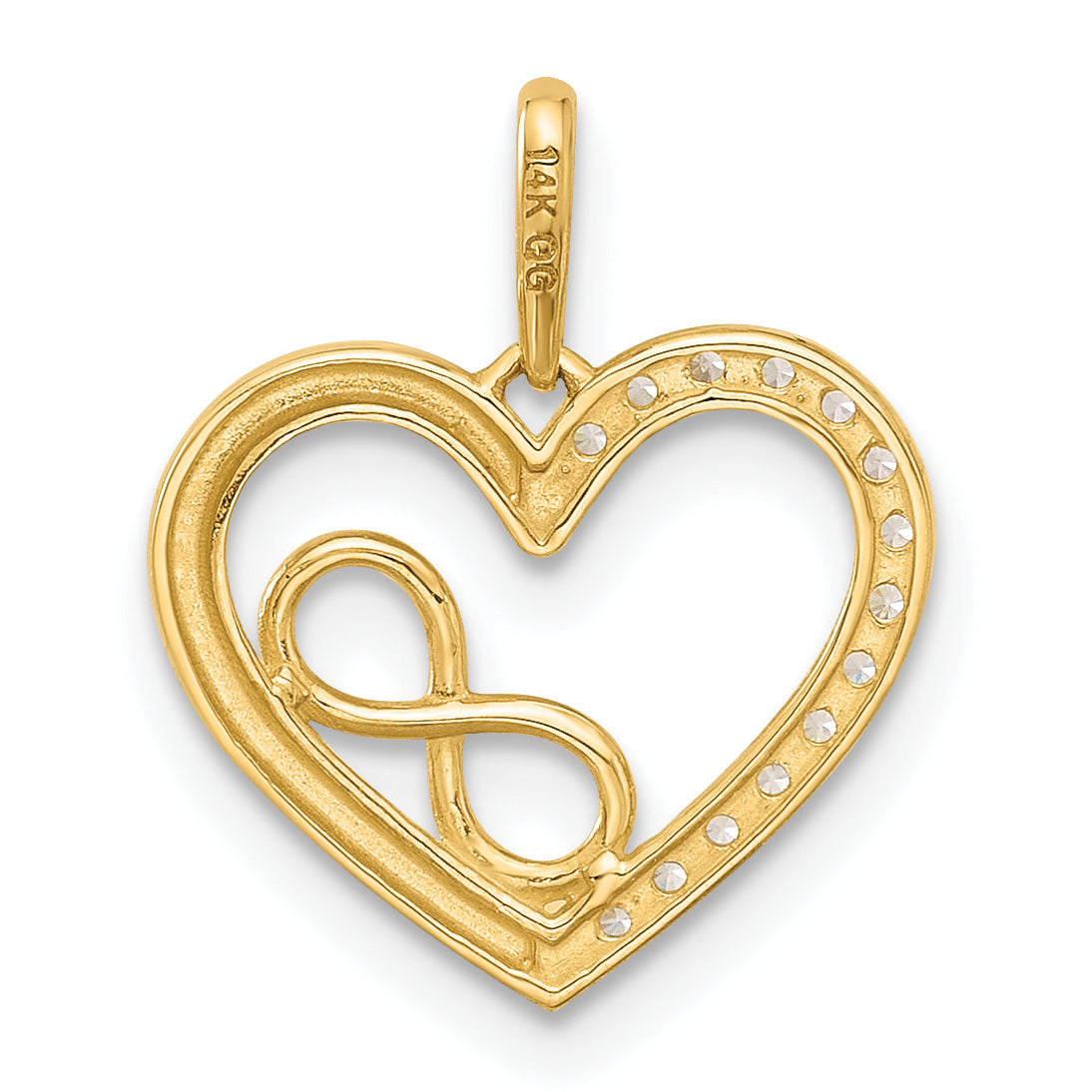 14k Polished CZ Heart w/Infinity Pendant